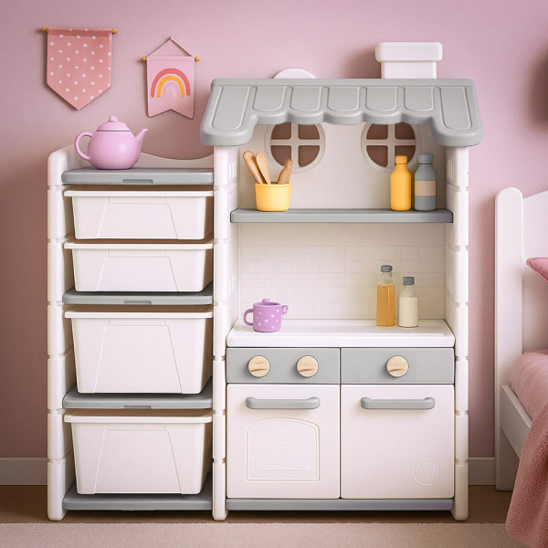 Стелаж Mealux Chef White (арт. KD-E153 White) - колір пластику білий із сірим (коробок 1 шт.)