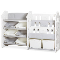 Стелаж Mealux Block White (арт. KD-E195 White) - колір пластику білий з сірим (коробок 1 шт.)