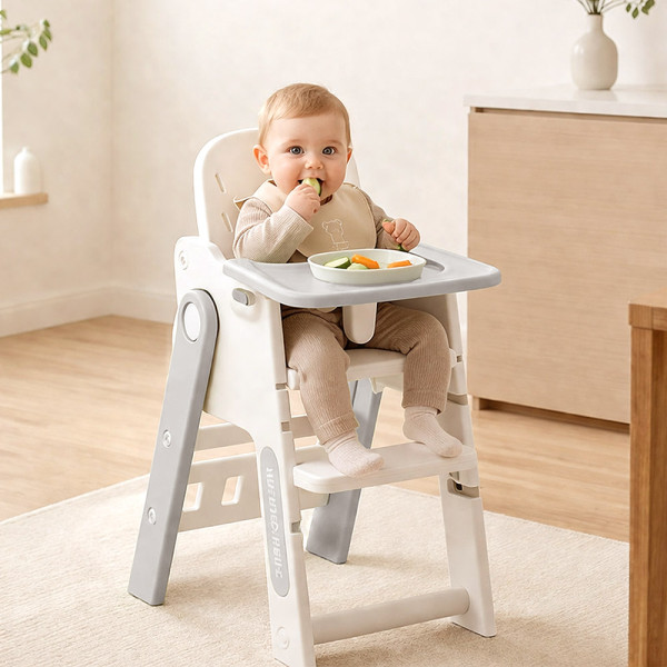 Стільчик для годування Mealux Feedo White/Grey (арт. KD-F033 White/Grey) - колір пластика біло-сірий (коробок-1 шт.)