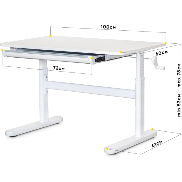 Дитячий стіл Evo-Kids TH-210 Lite White (арт.TH-210 W Lite) - стільниця біла / ніжки білі (коробок-1 шт.)