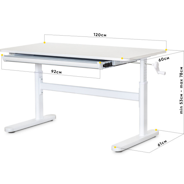 Дитячий стіл Evo-Kids TH-215 Lite White (арт.TH-215 W Lite) - стільниця біла / ніжки білі (коробок-1 шт.)