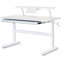 Дитячий стіл Evo-Kids TH-215 з полицею S50 XL White (арт.TH-215 W + BD-S50 XL) - стільниця біла / ніжки білі (коробок-2 шт.)