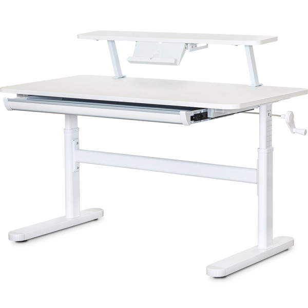 Дитячий стіл Evo-Kids TH-215 з полицею S50 XL White (арт.TH-215 W + BD-S50 XL) - стільниця біла / ніжки білі (коробок-2 шт.)