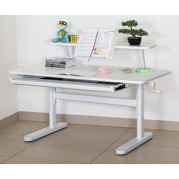 Дитячий стіл Evo-Kids TH-215 з полицею S50 XL White (арт.TH-215 W + BD-S50 XL) - стільниця біла / ніжки білі (коробок-2 шт.)