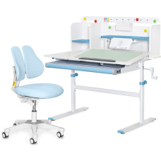 Комплект парта Evo-кids TH-230 Blue + крісло Evo-kids Mio Lite Blue (арт.TH-230 W/BL + Y-208 KBL) - оббивка блакитна / накладки на ніжках блакитні (коробок-2 шт.)