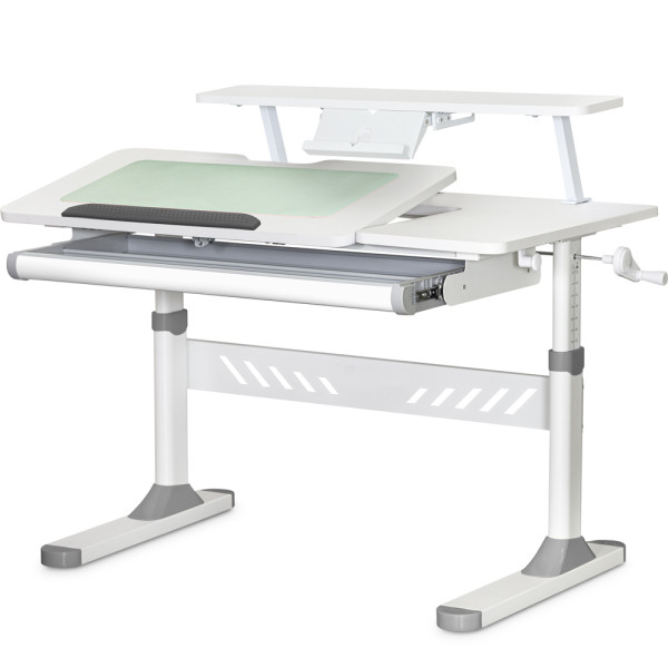 Дитячий стіл Evo-кids TH-310 з полицею S30 Grey (арт.TH-310 W/G + BD-S30 G) - стільниця біла / накладки на ніжках сірі (коробок-2 шт.)
