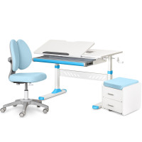 Комплект (L) Evo-Kids TH-310 Blue (парта+крісло+тумба) (арт.TH-310+Y-412 Lite+BD-C3 BLUE) - накладки блакитні / оббивка блакитна (коробок 3 шт.)