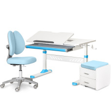 Комплект (L) Evo-Kids TH-310 Blue (парта+крісло+тумба) (арт.TH-310+Y-412 Lite+BD-C3 BLUE) - накладки блакитні / оббивка блакитна (коробок 3 шт.)