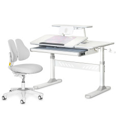 Комплект парта Evo-кids TH-320 Grey + крісло Evo-kids Mio Lite G (арт.TH-320 W/G + Y-208 G) - оббивка сіра / накладки на ніжках сірі (коробок-2 шт.)
