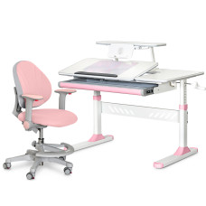 Комплект стіл Evo-Kids TH-320 Pink + крісло Evo-kids Mio KP (арт. TH-320 W/PN + Y-407 KP) - оббивка рожева / накладки на ніжках рожеві (коробок 2 шт.)