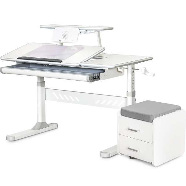 Комплект (S) Evo-Kids TH-320 Grey (парта + тумба) (арт.TH-320 + BD C3_GREY) - накладки сірі / оббивка сіра (коробок-2 шт.)