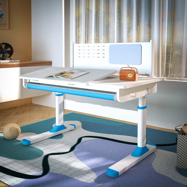 Дитячий стіл ErgoKids TH-325 Blue (арт.TH-325 W/BL) - стільниця біла / накладки на ніжках блакитні (коробок-2 шт.)