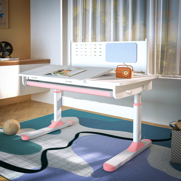 Дитячий стіл ErgoKids TH-325 Pink (арт.TH-325 W/PN) - стільниця біла / накладки на ніжках рожеві (коробок-2 шт.)