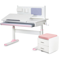 Комплект (S) ErgoKids TH-325 Pink (парта + тумба) (арт.TH-325 + BD C3_PINK) - рожеві накладки / оббивка рожева (коробок-3 шт.)