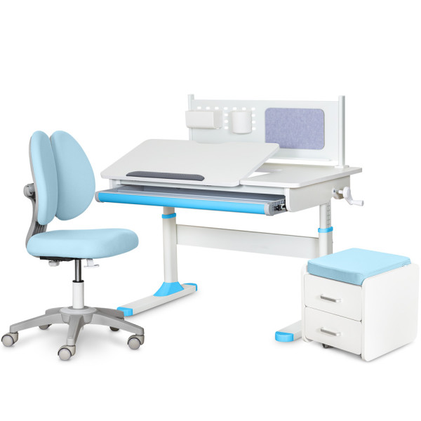 Комплект (L) ErgoKids TH-325 Blue (парта+крісло+тумба) (арт.TH-325+Y-412 Lite+ C3 BLUE) - накладки блакитні / оббивка блакитна (коробок 4 шт.)
