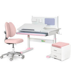 Комплект (L) ErgoKids TH-325 Pink (парта + крісло + тумба) (арт. TH-325 + Y-412 Lite + BD C3_PINK) - накладки рожеві / рожева оббивка (коробок 4 шт.)