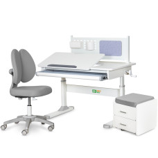 Комплект (L) ErgoKids TH-325 Grey (парта + крісло + тумба) (арт. TH-325 + Y-412 Lite + BD C3 _GREY) - накладки сірі / оббивка сіра (коробок 4 шт.)