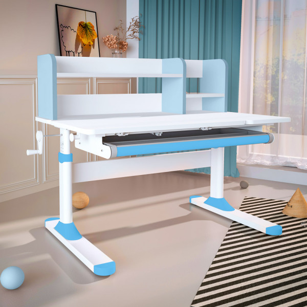 Дитячий стіл Evo-kids TH-330 Blue (арт. TH-330 W/BL) - стільниця біла / накладки на ніжках блакитні (коробок-1 шт.)