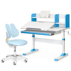 Комплект парта Evo-Kids TH-330 Blue + крісло Evo-kids Mio Lite KBL (арт.TH-330 W/BL + Y-208 KBL) - оббивка блакитна / накладки на ніжках темно--блакитні (коробок-2 шт.)