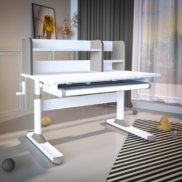 Дитячий стіл Evo-kids TH-330 Grey (арт. TH-330 W/G) - стільниця біла / накладки на ніжках сірі (коробок-1 шт.)