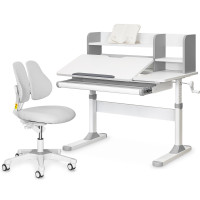 Комплект парта Evo-Kids TH-330 Grey + крісло Evo-kids Mio Lite G (арт.TH-330 W/G + Y-208 G) - оббивка сіра / накладки на ніжках сірі (коробок-2 шт.)