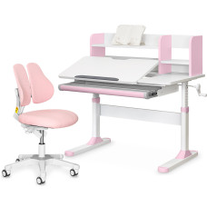 Комплект парта Evo-Kids TH-330 Pink + крісло Evo-kids Mio Lite KP (арт.TH-330 W/PN + Y-208 KP) - оббивка рожева / накладки на ніжках рожеві (коробок-2 шт.)