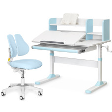 Комплект парта Evo-Kids TH-330 Light Blue + крісло Evo-kids Mio Lite KBL (арт.TH-330 W/Z + Y-208 KBL) - оббивка блакитна / накладки на ніжках світло-блакитні (коробок-2 шт.)