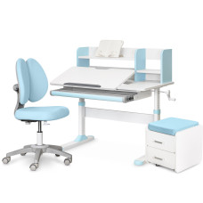 Комплект (L) Evo-Kids TH-330 Z (парта+крісло+тумба) (арт.TH-330 Z+Y-412 Lite+BD C3_BLUE) - накладки світло-блакитні / оббивка блакитна (коробок 3 шт.)