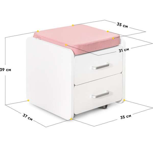 Комплект (S) Evo-Kids TH-330 Pink (парта + тумба) (арт.TH-330 + BD C3_PINK) - рожеві накладки / оббивка рожева (коробок-2 шт.)