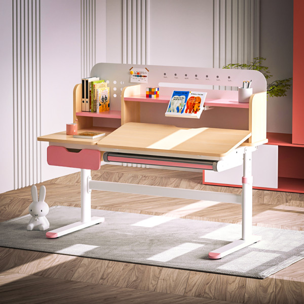 Дитячий стіл Evo-kids TH-360 Pink (арт. TH-360 TG/PN Plus) - стільниця дерево / накладки на ніжках рожеві (коробок 3 шт.)