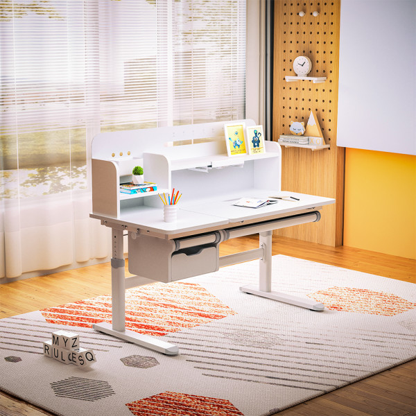 Дитячий стіл Evo-kids TH-360 Plus Grey (арт. TH-360 WG/G Plus) - стільниця біла / накладки на ніжках сірі (коробок 3 шт.)