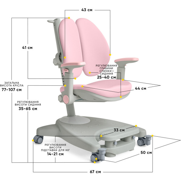 Дитяче крісло Mealux Supra Duo Plus Pink (арт.Y-116 KP) - оббивка рожева (коробок-1 шт.)