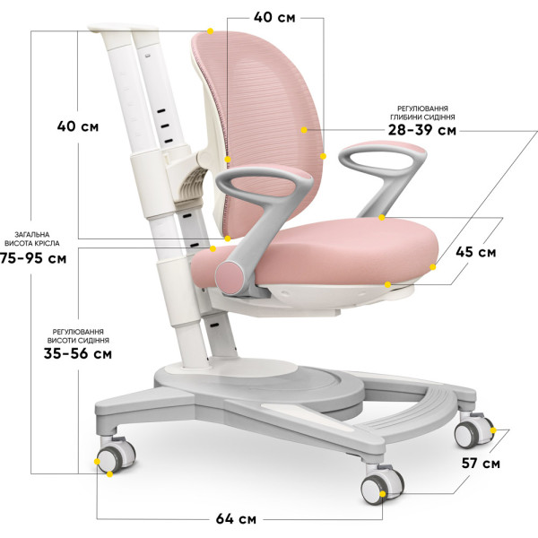 Детское кресло Mealux Sigma Air KP (арт.Y-118 KP) - обивка розовая однотонная (коробок-1шт.)