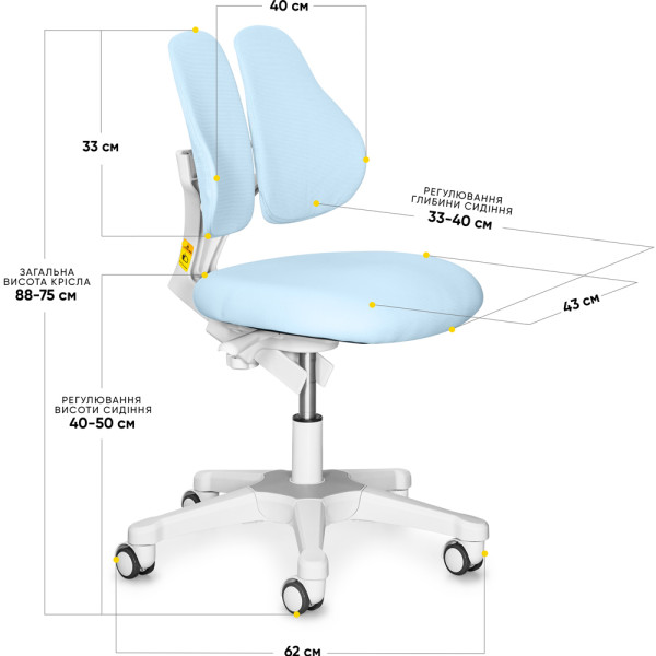 Дитяче крісло Evo-kids Mio Lite Blue (арт.Y-208 KBL) - оббивка блакитна однотонна (коробок-1шт.)