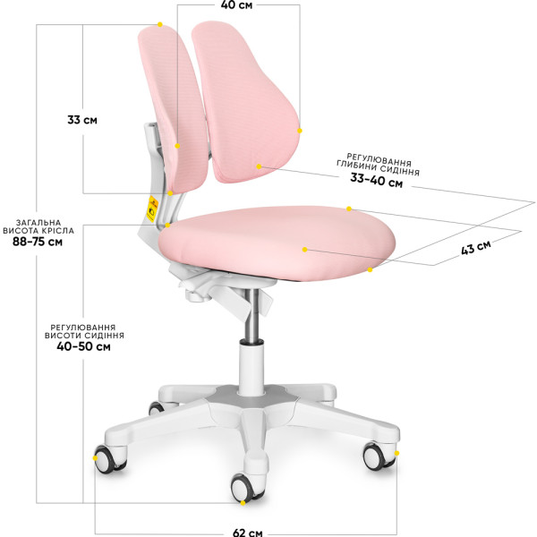 Детское кресло Evo-kids Mio Lite Pink (арт.Y-208 KP) - обивка розовая однотонная (коробок-1шт.)