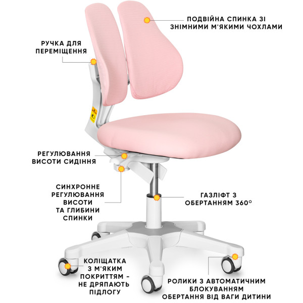 Детское кресло Evo-kids Mio Lite Pink (арт.Y-208 KP) - обивка розовая однотонная (коробок-1шт.)