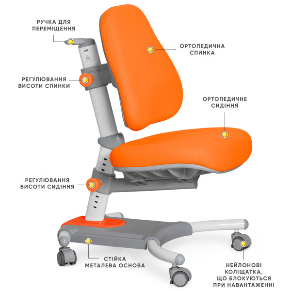 Крісло Evo-kids Omega (арт.Y-220 KY) - оббивка помаранчева однотонна (коробок-1 шт.)