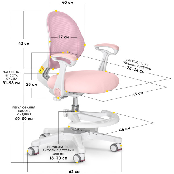 Детское кресло Evo-kids Mio Air Pink (арт.Y-307 KP) - обивка розовая однотонная (коробок-1шт.)