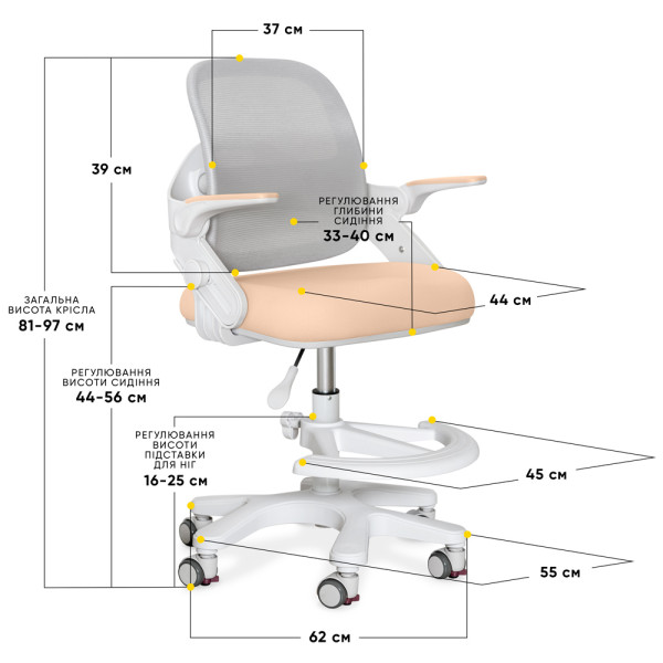Крісло Mealux Neo Air Peach (арт.Y-308 PG) - оббивка персикова / сіра (коробок-1 шт.)