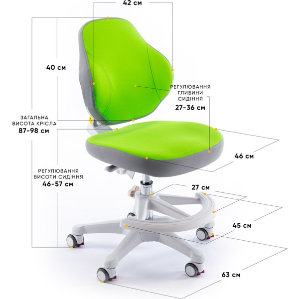 Дитяче крісло Evo-кids Mio Classic Green (арт.Y-405 KZ) - оббивка зелена однотонна (коробок-1 шт.)
