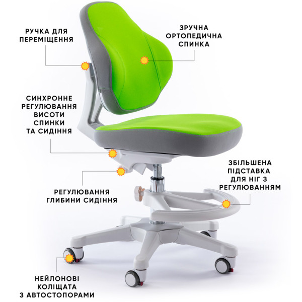 Дитяче крісло Evo-кids Mio Classic Green (арт.Y-405 KZ) - оббивка зелена однотонна (коробок-1 шт.)