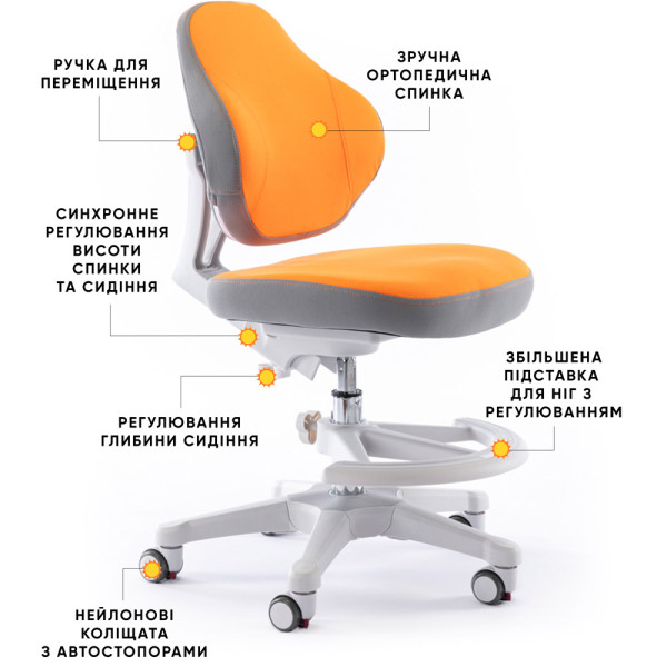 Дитяче крісло Evo-Kids Mio Classic Orange (арт.Y-405 OR) - оббивка помаранчева однотонна (коробок-1 шт.)