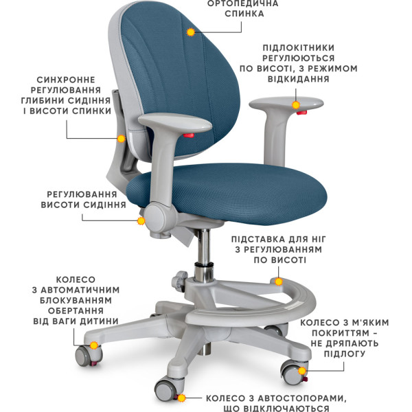 Детское кресло Evo-kids Mio-DB (арт.Y-407 DB) - обивка синяя однотонная (коробок-1шт.)