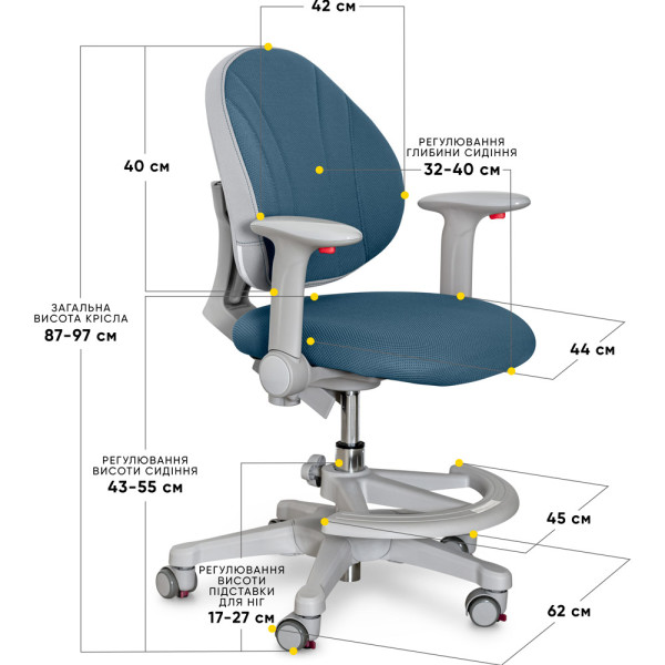 Детское кресло Evo-kids Mio-DB (арт.Y-407 DB) - обивка синяя однотонная (коробок-1шт.)