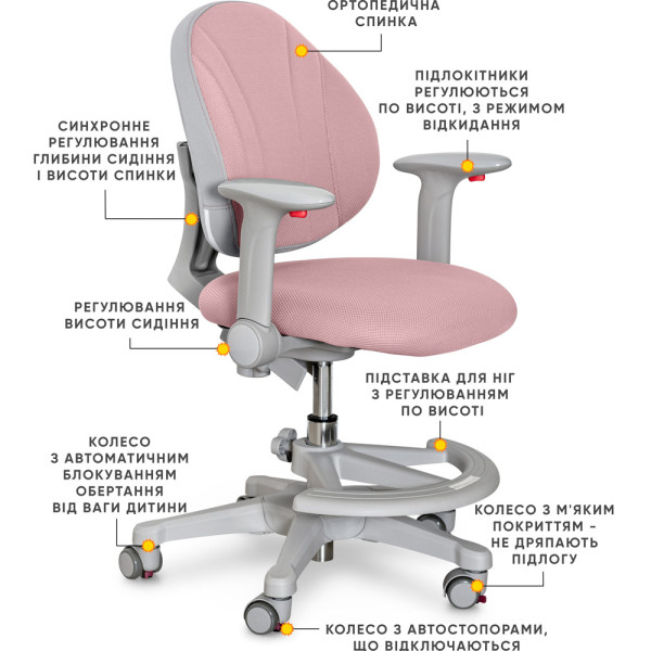 Детское кресло Evo-kids Mio DP (арт.Y-407 DP) - обивка темно-розовая однотонная (коробок-1шт.)