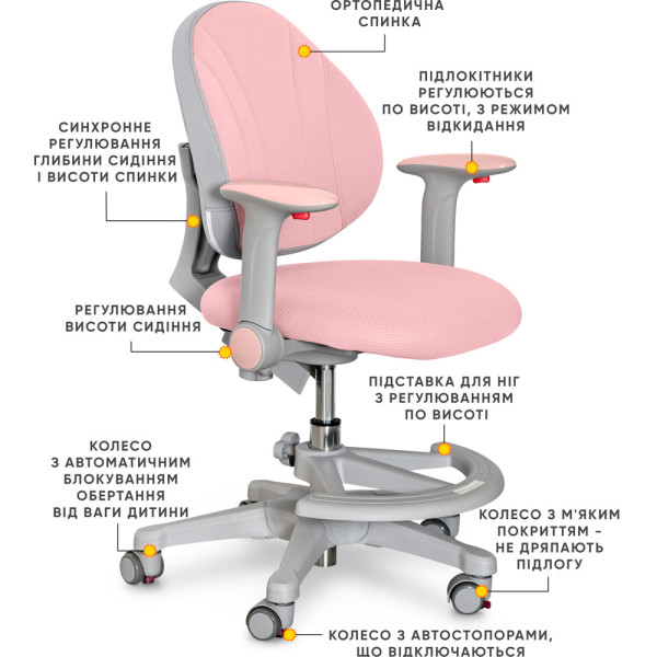 Детское кресло Evo-kids Mio KP (арт.Y-407 KP) - обивка розовая однотонная (коробок-1шт.)