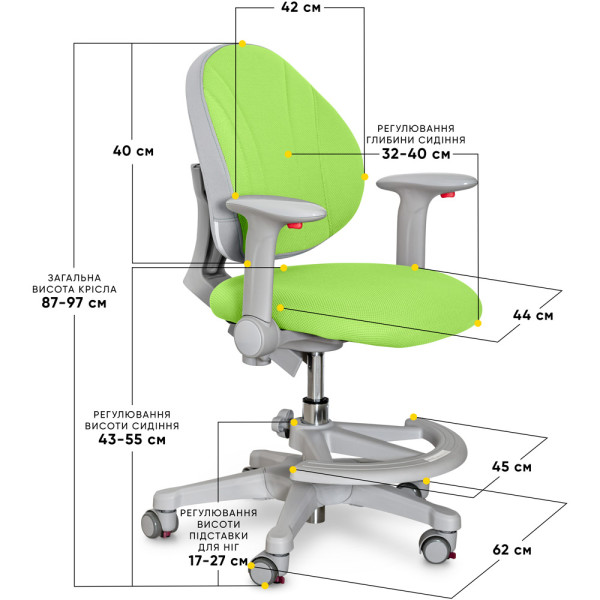 Детское кресло Evo-kids Mio KZ (арт.Y-407 KZ) - обивка зеленая однотонная (коробок-1шт.)
