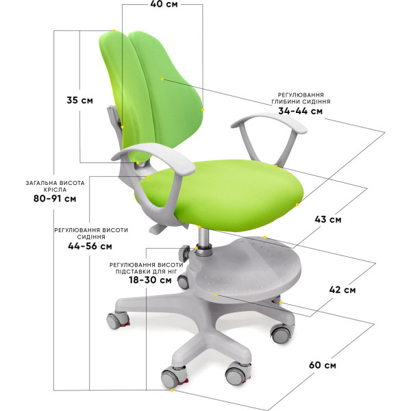 Дитяче крісло Evo-kids Mio-2 KZ (арт.Y-408 KZ) - оббивка зелена однотонна (коробок-1шт.)