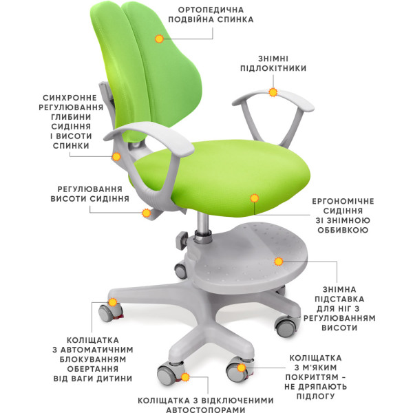Дитяче крісло Evo-kids Mio-2 KZ (арт.Y-408 KZ) - оббивка зелена однотонна (коробок-1шт.)