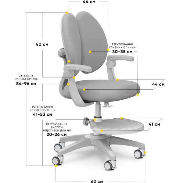 Детское кресло Mealux Sprint Duo Grey (арт.Y-412 G) - обивка серая однотонная (коробок-1 шт.)